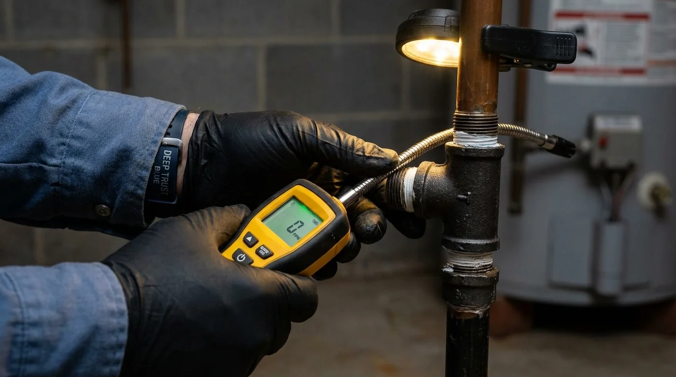 Gas leak detection with electronic sniffer by Johns Plumbing LLC in Green Lake