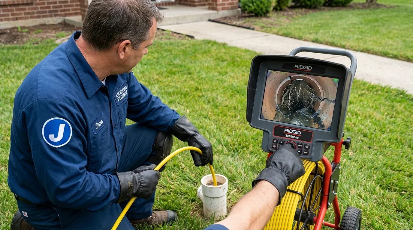 Sewer camera inspection being performed by Johns Plumbing LLC in Green Lake