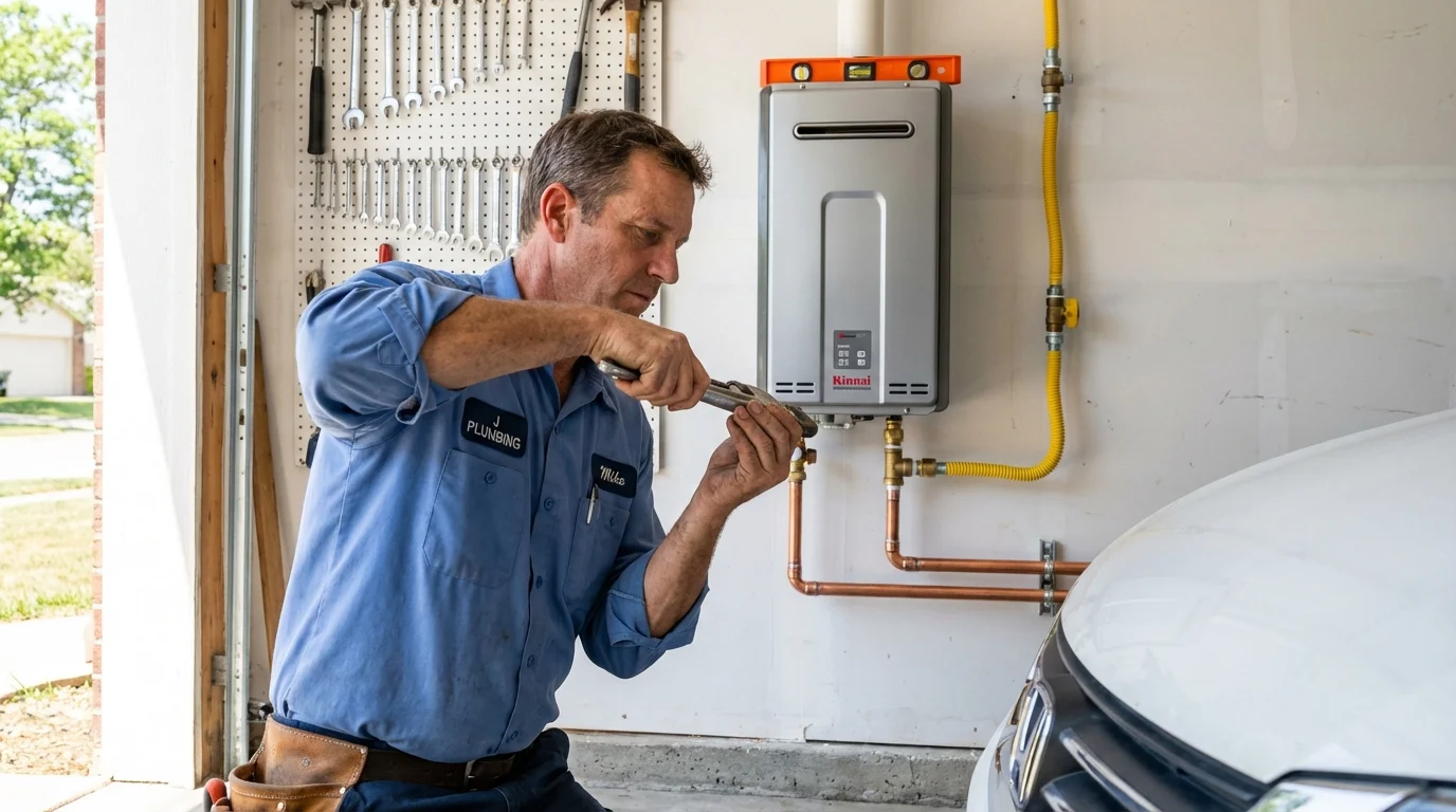 Tankless water heater installation by a Johns Plumbing LLC plumber in Green Lake
